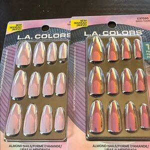 L.A. COLORS Iridescent Pink Almond Press-On Nails